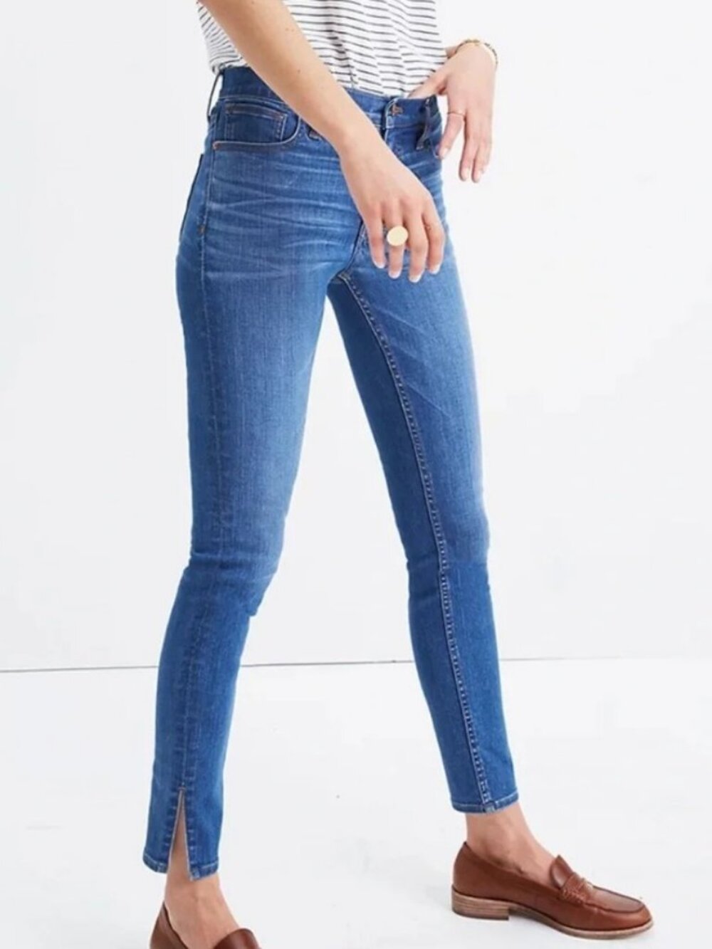 Madewell 9” High Rise Skinny in Bonita Wash Side Slit Edition Denim Jean Pants